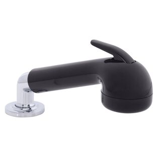 Deck-Mount Sprayer Large Black Sprayer No Hook, w/Elbow, 6' Stainless Steel Hose, Low Profile Holder