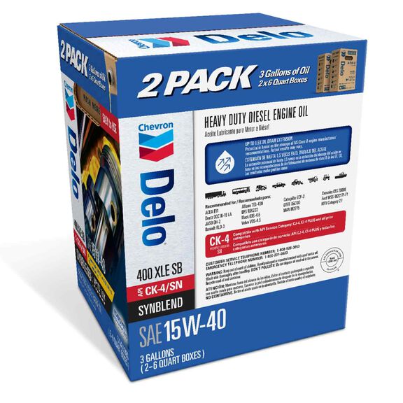 Chevron Delo 400 XLE SB 15w40 Heavy Duty 4-Stroke Oil, 3 Gallons image number 2