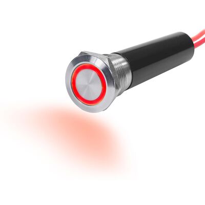 20A Push Button LED Ring Switch, OFF-ON, Red