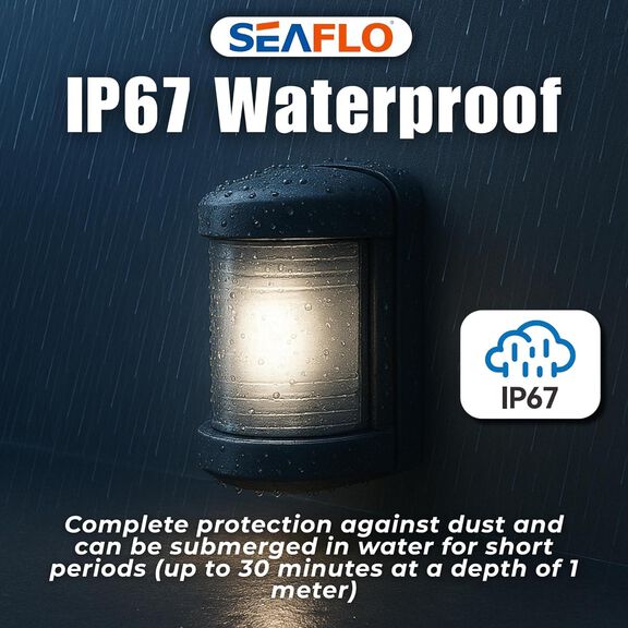 SEAFLO 11 Series LED Stern Navigation Light 12V IP67 White 2NM Mini Black image number 4