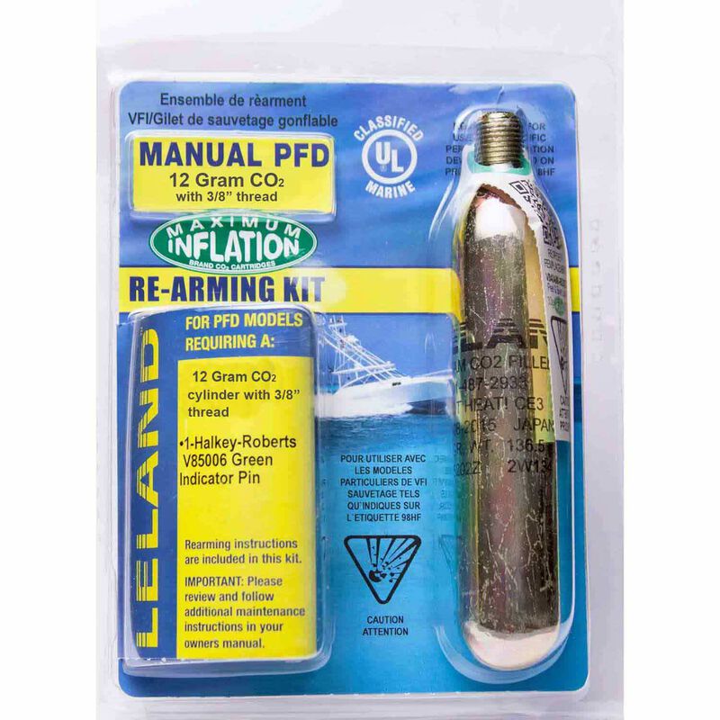 Inflatable Life Jacket Rearming Kit, Manual, 12 g., 3/8" Threaded image number 0