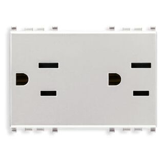 Vimar Eikon Double 2P+E 15A USA+SASO SICURY Duplex Outlet, Next (Silver), 3-Module