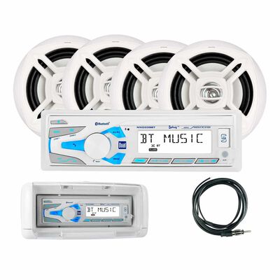 MXCP494BTS Marine Digital Media and Bluetooth Receiver Package with 4 Speakers and Splash Guard