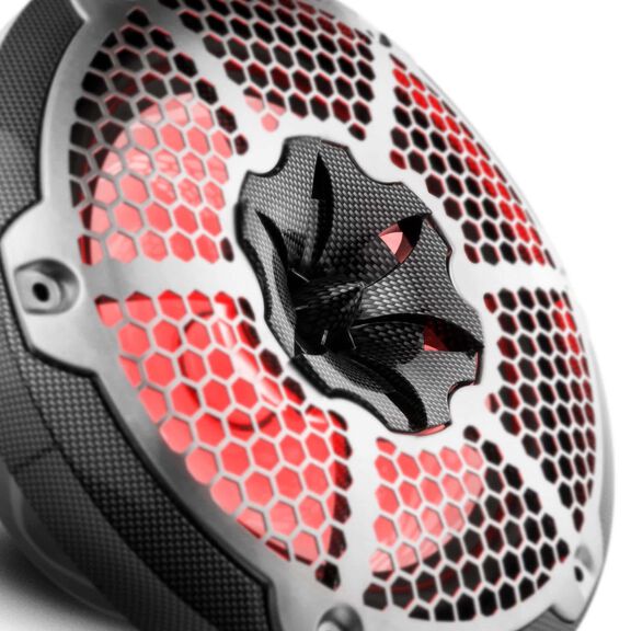 HYDRO 10" 2-Way Marine Speakers with Bullet Tweeter and Integrated RGB LED Lights, Carbon Fiber image number 3
