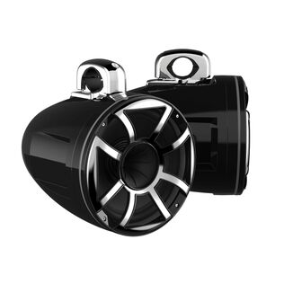 REV 12 HD Black 12" Marine Tower Speakers with XS-B Grille & RGB LED Rings (Pair)