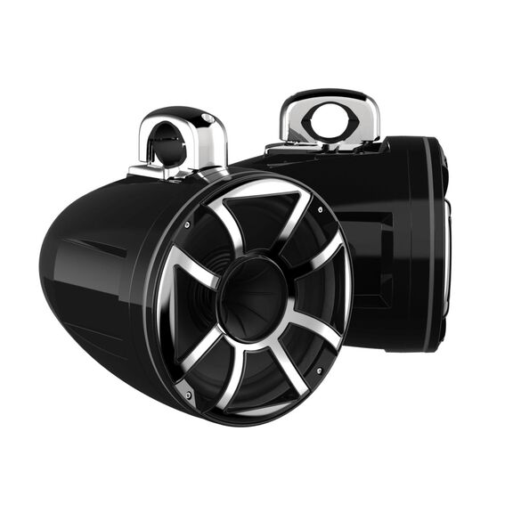REV 12 HD Black 12" Marine Tower Speakers with XS-B Grille & RGB LED Rings (Pair) image number 0