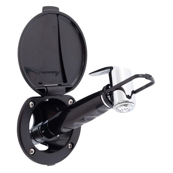 Recessed Shower Black Cup & Lid, Hammer-Head Black Sprayer, 6' Stainless Steel Hose image number 1
