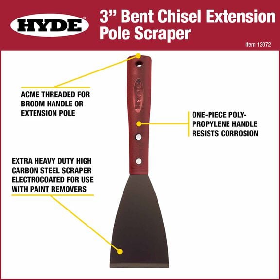 Chisel Scraper 3'' Flat Blade Acme Threaded Handle image number 1