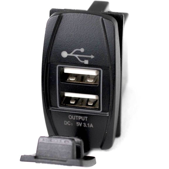 Rocker Style 2 Port USB Panel, White image number 0