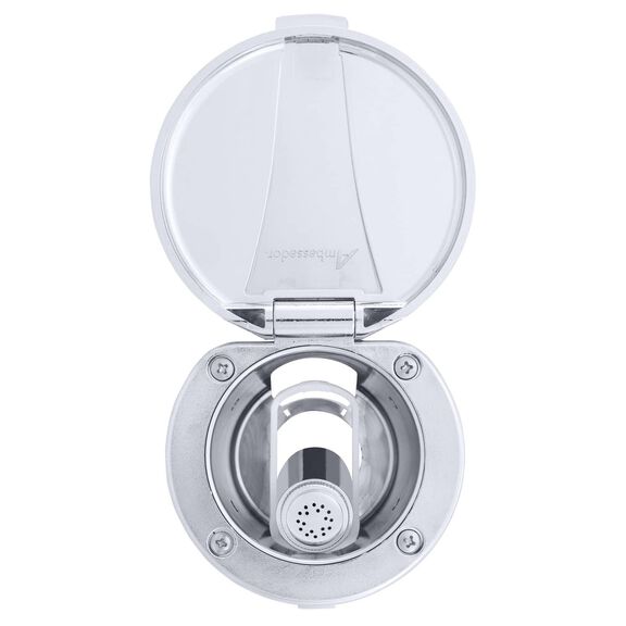 Recessed Shower Chrome Cup & Lid, Hammer-Head Arctic White Sprayer, 10' White Rubber Hose image number 5