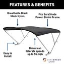 SureShade Pontoon Bimini Cover Speed Top Replacement Fabric, Black image number 1