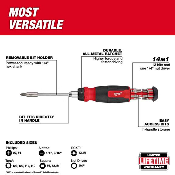 14-in-1 Ratcheting Multi-Bit Screwdriver image number 1