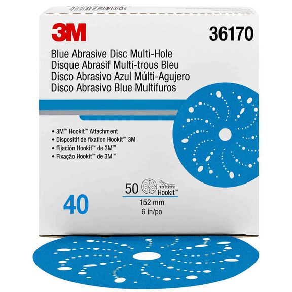 Hookit&trade; Blue Abrasive Discs, Multi-hole, 40 Grit image number 0