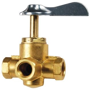 Four-Way Brass Shut Off Valve, 1/4" FNPT