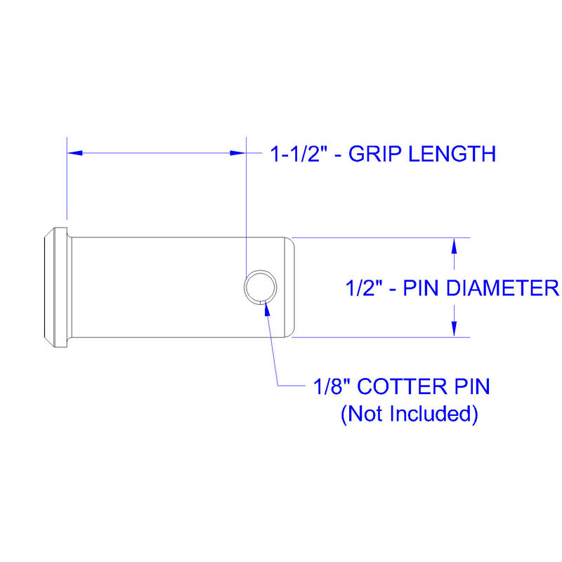 Stainless Steel Clevis Pin, 1/2" Dia. X 1 1/2" Grip Length image number 1