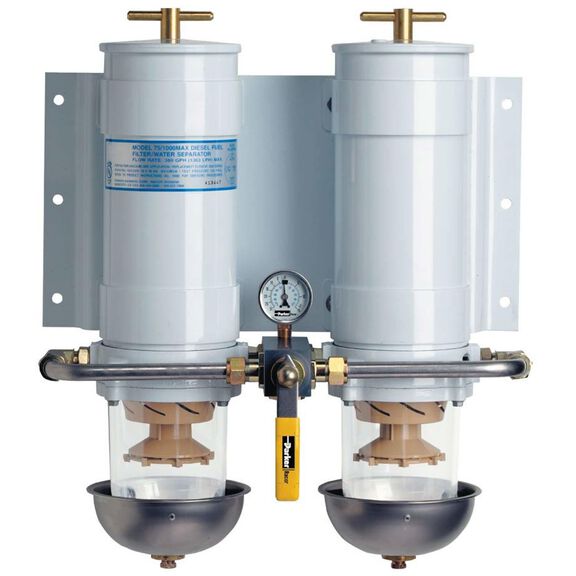 Marine Duplex 1000 Turbine Series Diesel Fuel Filter/Water Separator, 2 Micron image number 0