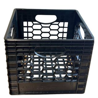 24 Quart Heavy-Duty Black Milk Crates for Storage, Organization, 18.75" x 13" x 11"