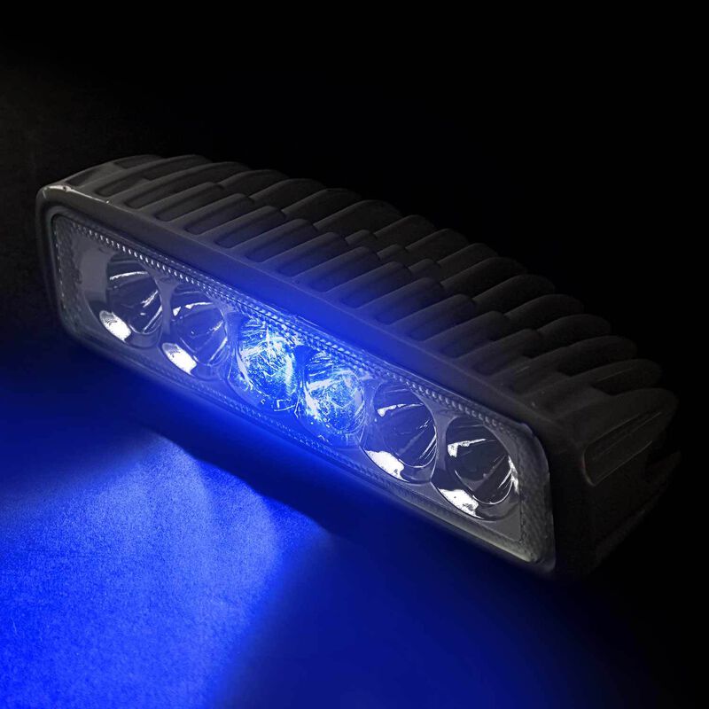 Six LED Aluminum Spreader/Docking Light with Stainless Steel Bracket, Blue/White image number 3