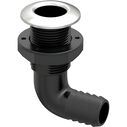 SEAFLO 1-1/8 in Angled Thru Hull Fitting with Built-In Check Valve Stainless Steel Cap image number 0