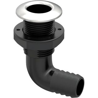 SEAFLO 1-1/8 in Angled Thru Hull Fitting with Built-In Check Valve Stainless Steel Cap