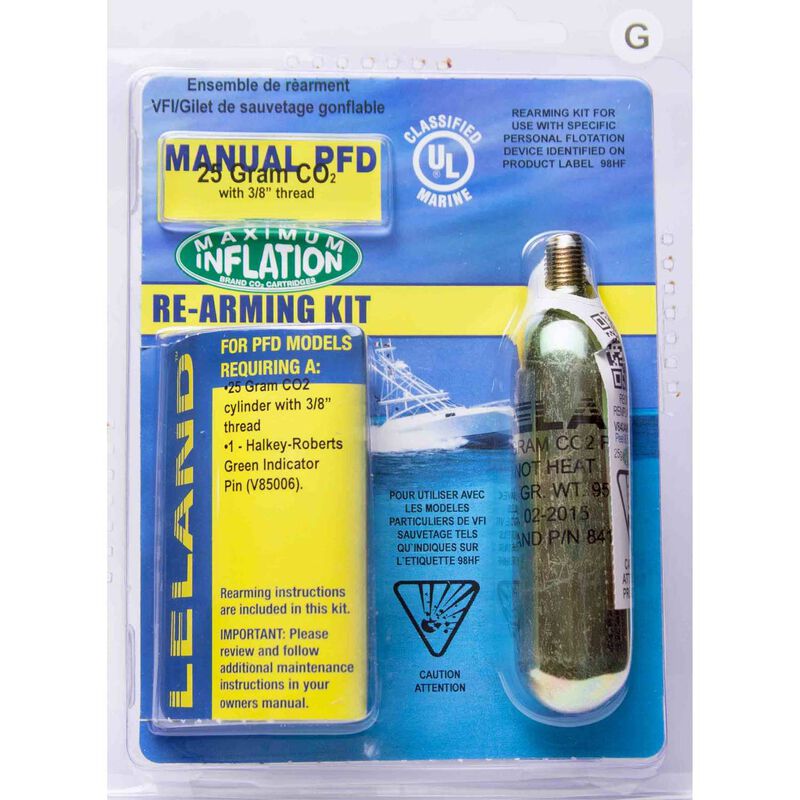 Inflatable Life Jacket Rearming Kit, Manual, 25 g., 3/8" Threaded image number 0
