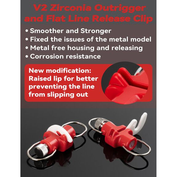 BLUEWING Zirconia Outrigger and Flat Line Release Clip Red 2pcs image number 1