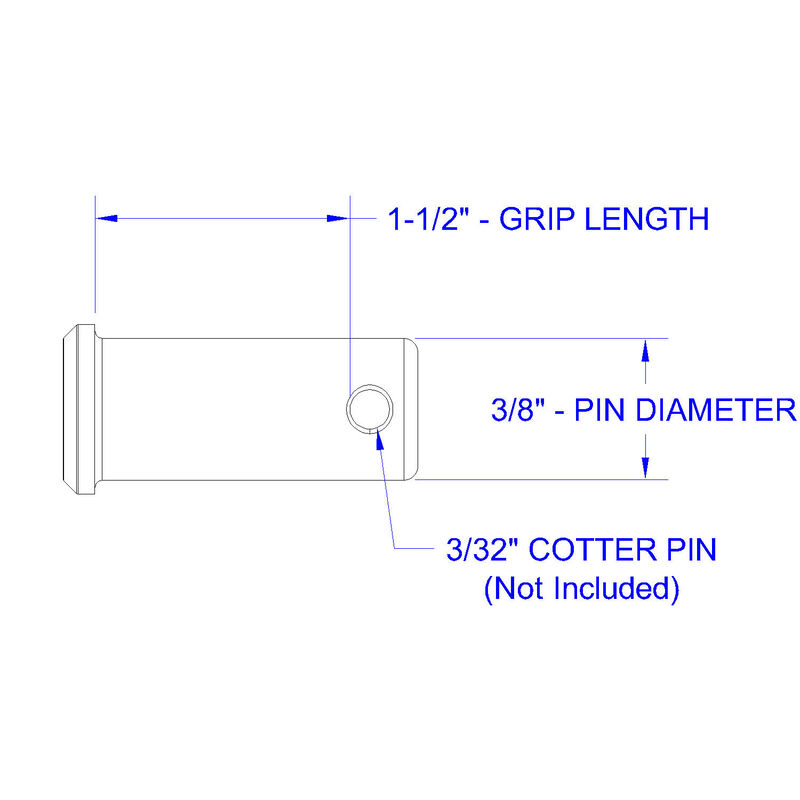 Stainless Steel Clevis Pin, 3/8" Dia. X 1 1/2" Grip Length image number null