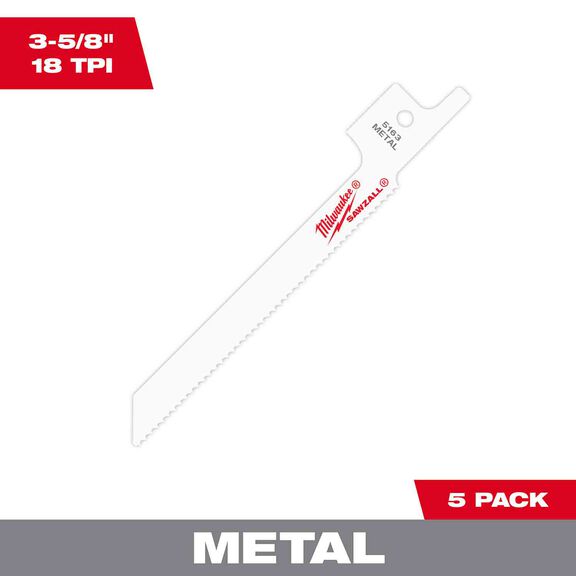 3-5/8" 18 TPI SUPER SAWZALL&reg; Blades, 5 Pack image number 0