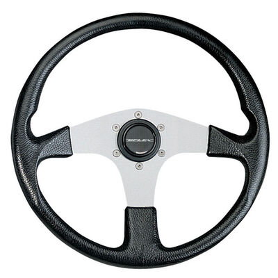 Corse Steering Wheel, Black Grip/Silver Spokes