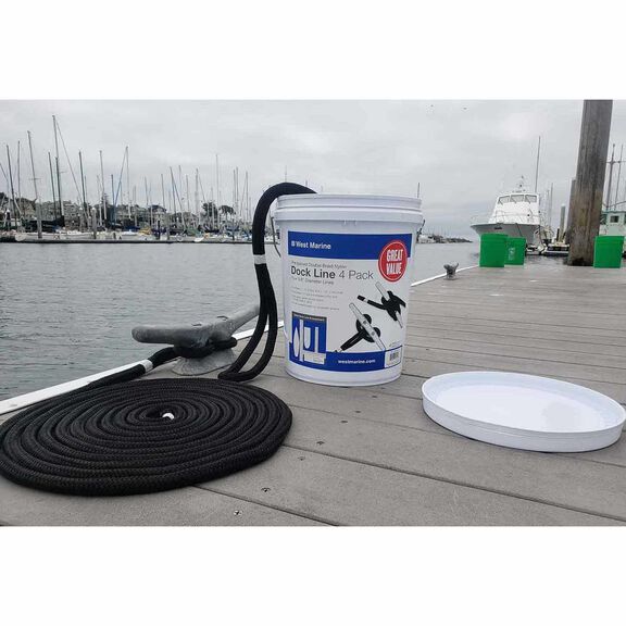 5/8" Prespliced Double Braid Nylon Dock Line 4-Pack with Bucket image number 0