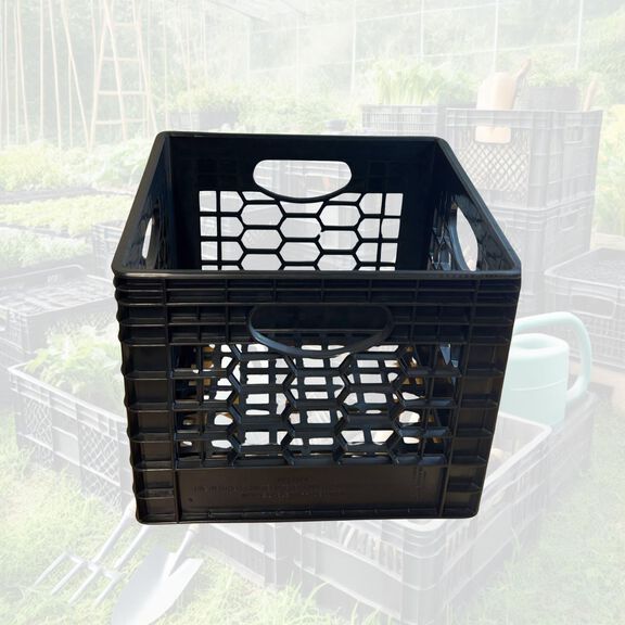 16 Quart Heavy Duty Black Milk Crates for Storage, Organization, 13" x 13" x 11" image number 5