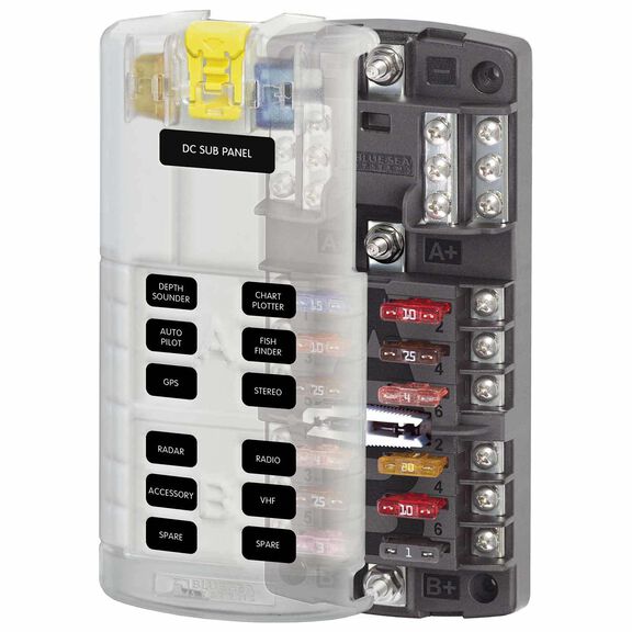 ST Blade Split Bus Fuse Block with Negative Bus and Cover image number 0