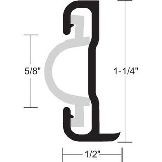 Aluminum Rub Rail  1 1/4"H x 1/2"W x 12'L, #8 Screws