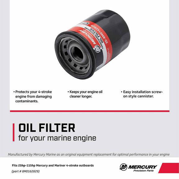 Mercury FourStroke Outboard Oil Filter 8M0162829 for Mercury 25-115hp Outboards image number 2
