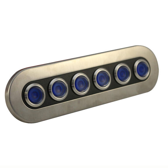 4-Button 40-Amp Waterproof Stainless Steel Switch Panel with with Pre-Wired and Fused Blue LED On-Off Switches image number 0