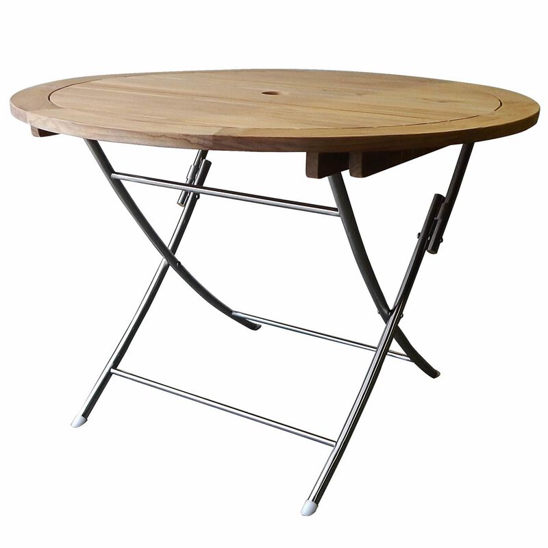 Chadwick Teak Folding Table with Stainless Steel Legs West Marine