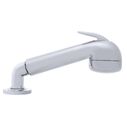 Deck-Mount Sprayer Large Chrome Sprayer No Hook, w/Elbow, 10' White Rubber Hose, Low Profile Holder image number 2