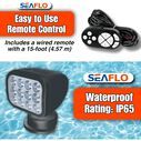 SEAFLO 360&deg; Rotating Remote Control LED Searchlight, 10-30V DC, 2700 Lumens, Wired Remote, Black image number 4