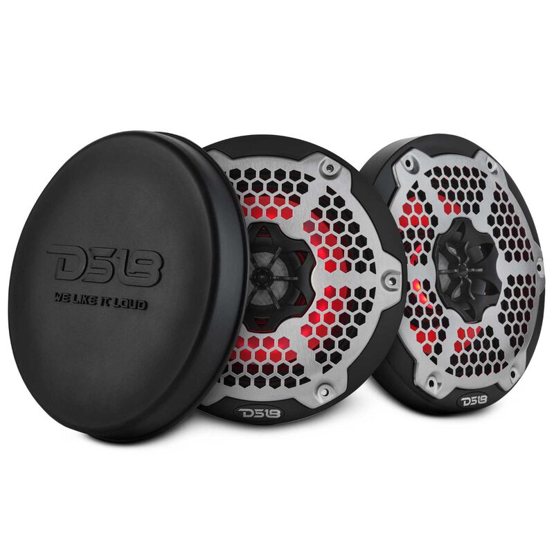 Ds18 6.5” Marine 2-Way Hybrid Speaker with RGB LED, Compression Driver and Neodymium Magnet, 250W RMS 4-Ohm, Matte Black | by West Marine