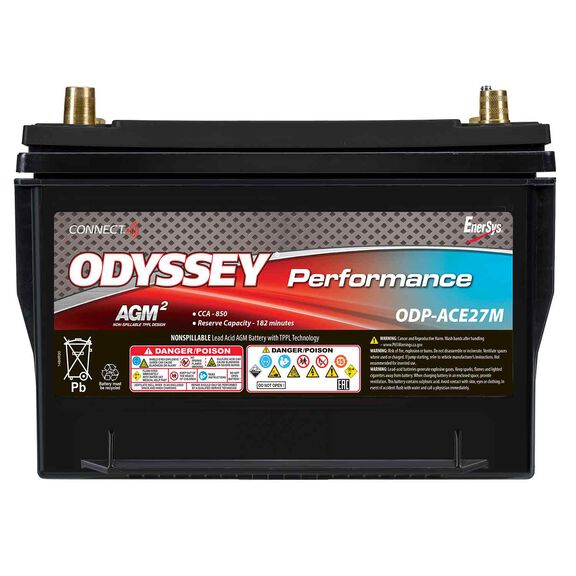 Odyssey Performance Group 27 Dual Purpose Marine AGM Battery with Bluetooth CONNECT Monitoring System, 850 Cold Cranking Amps, 182 Reserve Minutes image number 2
