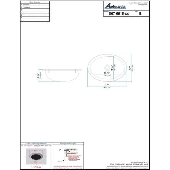 Oval Sink Brushed Finish, 304 Stainless Steel, 1-1/2" Drain, SoundKOTE, With Studs image number 3