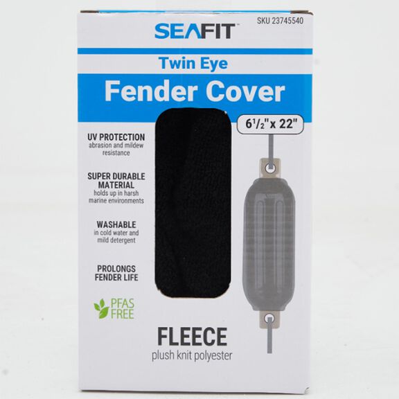 6 1/2" x 22" Twin Eye Fleece Fender Cover, Black image number 1