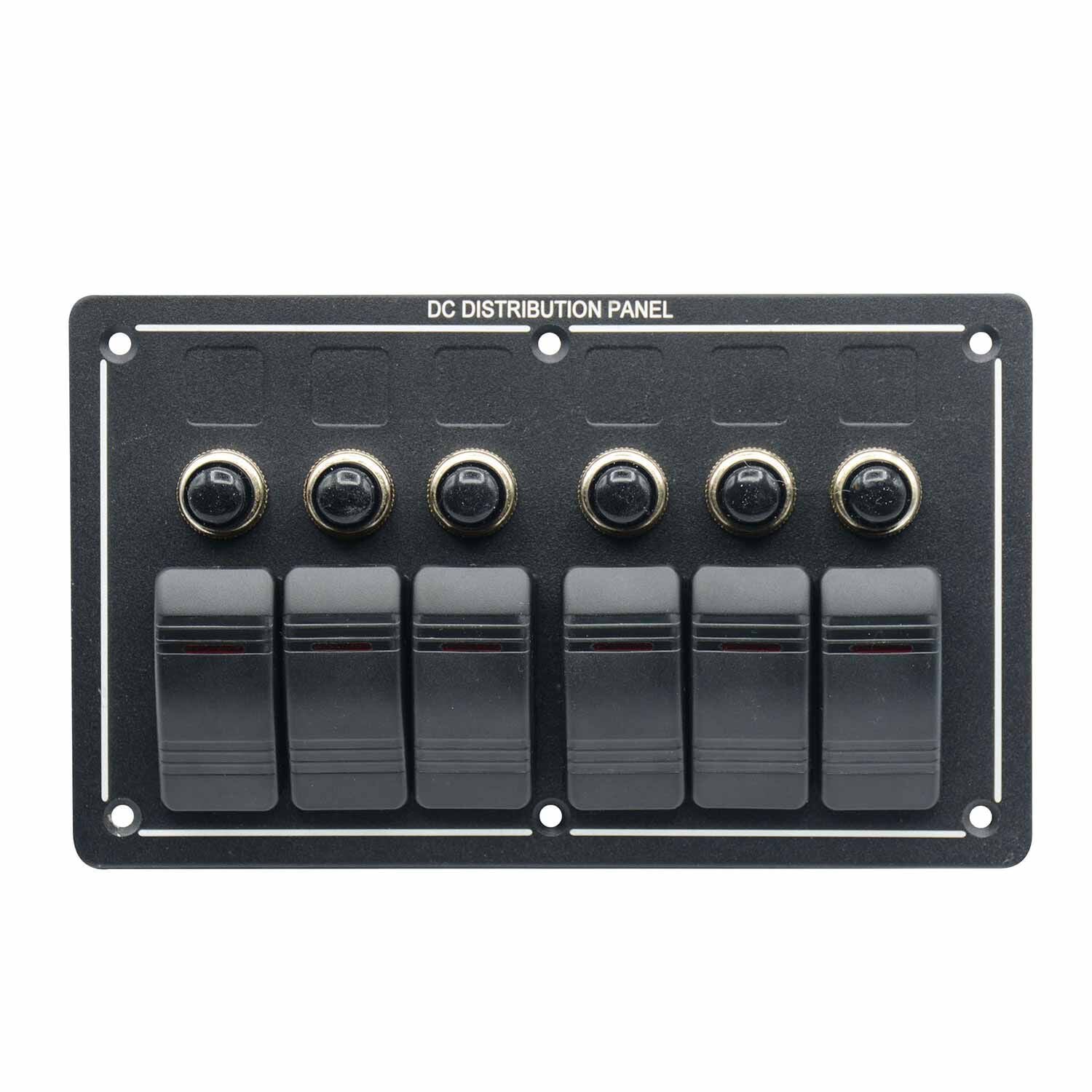 SEAVOLT Illuminated Rocker Switch Panel with Breakers - 6-Gang, 12V DC