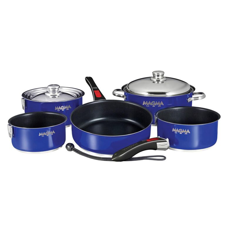 10-Piece Professional Series Gourmet “Nesting” Cobalt Blue Stainless Steel Cookware with Ceramica® Non-Stick image number 0