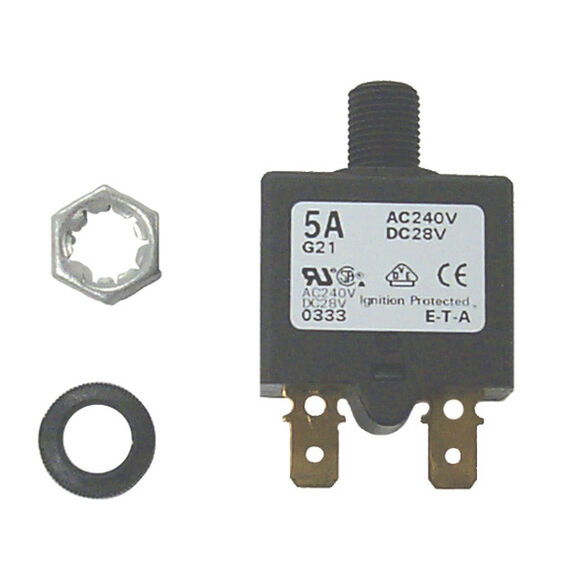 Push Button Circuit Breaker, Resettable, 5A image number 0