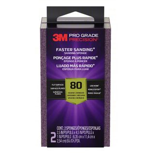 Pro Grade Precision&trade; Faster Sanding Sanding Block Sponge 2.5 x 4.5 x 1in, 80 grit, 2 each/pack