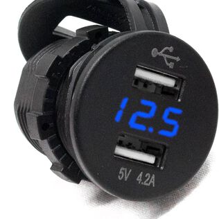 Dual Port USB Socket with Voltmeter