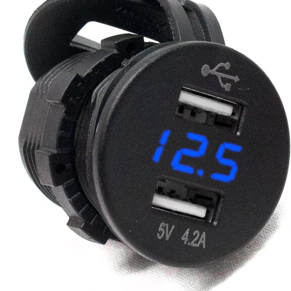 Dual Port USB Socket with Voltmeter image number 0