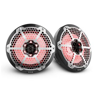 HYDRO 8" 2-Way Marine Speakers with Integrated RGB LED Lights, 450 Watts, Black Carbon Fiber