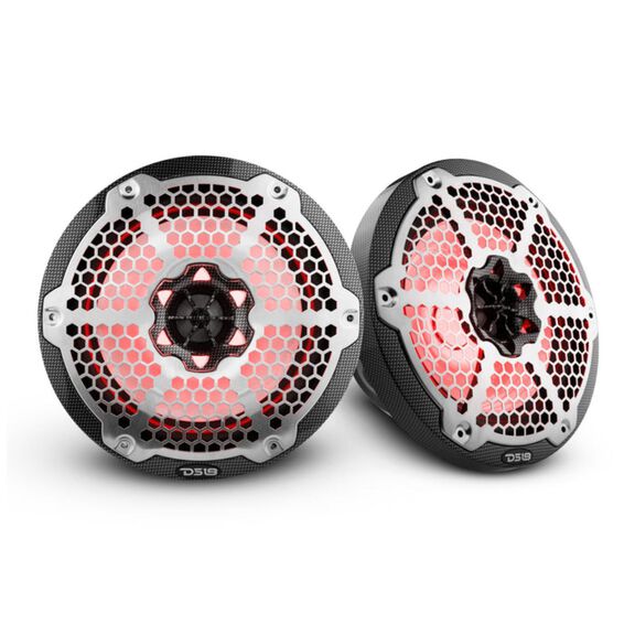 HYDRO 8" 2-Way Marine Speakers with Integrated RGB LED Lights, 450 Watts, Black Carbon Fiber image number 0